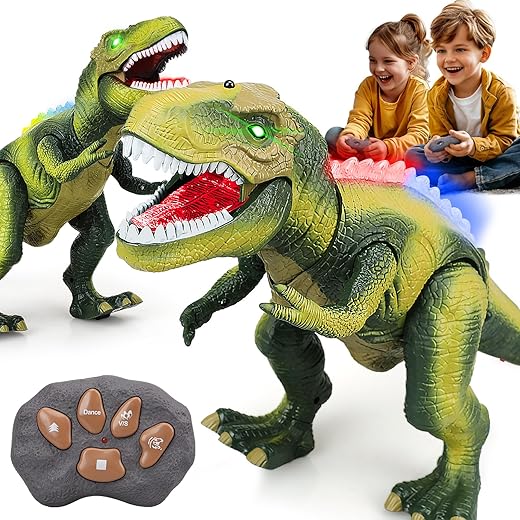 STEAM Life Remote Control Dinosaur Toys for Kids 3 4 5 6 7+ Light Up & Realistic Roaring Sound - T rex Dinosaur Toys - Electronic Walking Dinosaur Toys - Dinosaur Robot Toy for Kids Boys Girls (Green)