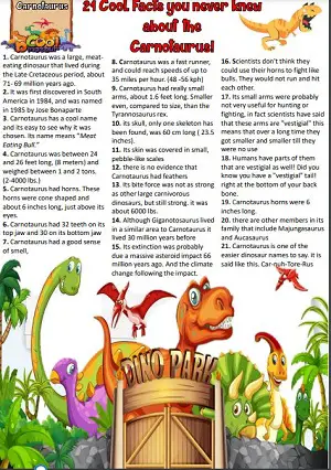 carnotaurus fact sheet for Kids