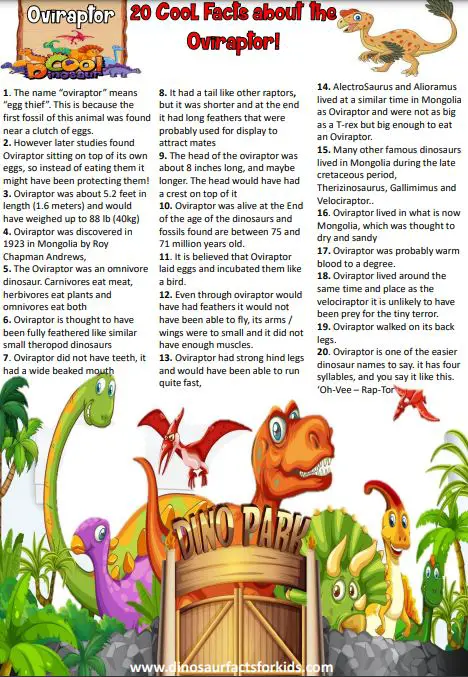 oviraptor fact sheet