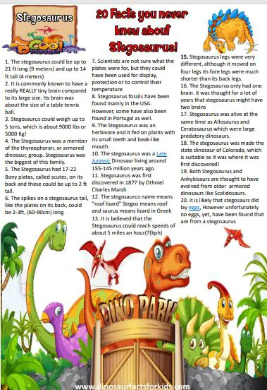 stegosaurus fact sheet