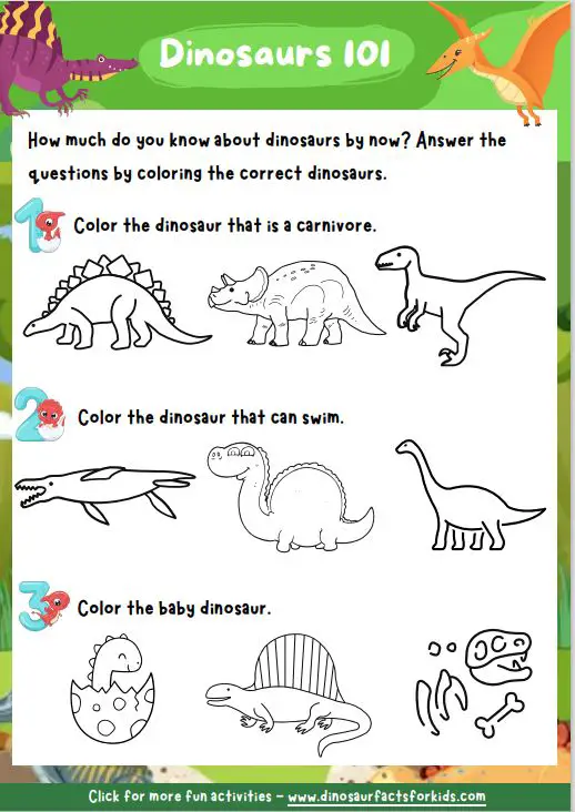 Color the dinosaur worksheet