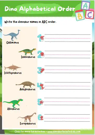 Dinosaur Alphabet sounds order