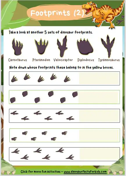 Dinosaur Footprints worksheet 1