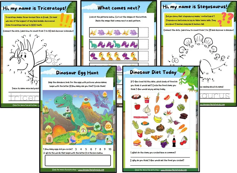 FREE Dinosaur Worksheets