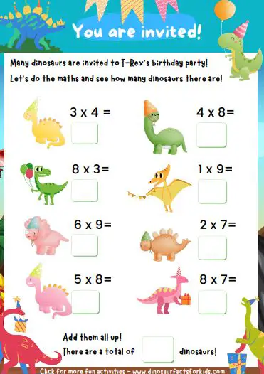 Dinosaur multiplication worksheet