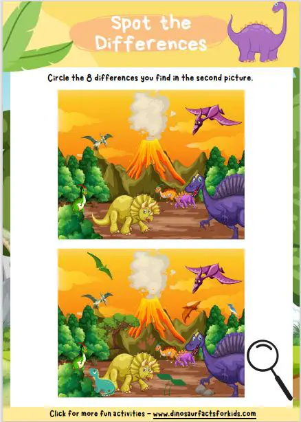 dinosaur spot difference worksheet