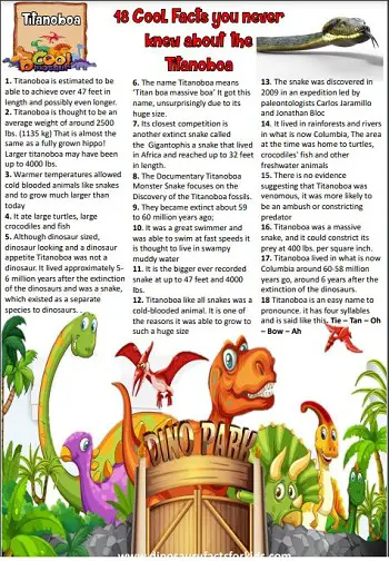 titanoboa fact sheet for kids