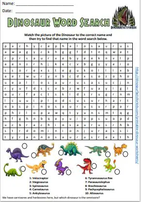 Difficult dinosaur word search