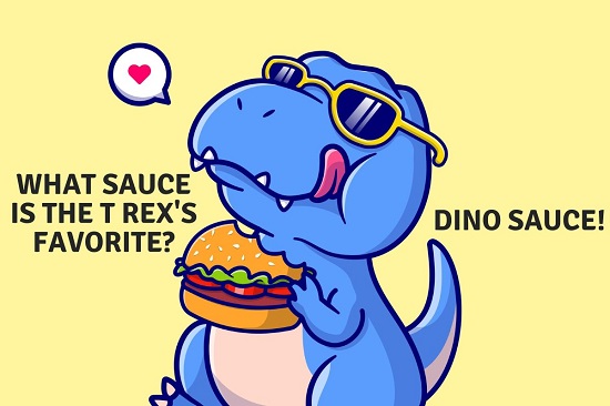 what is a t rex favorite sauce, what does a dinosaur put on its food